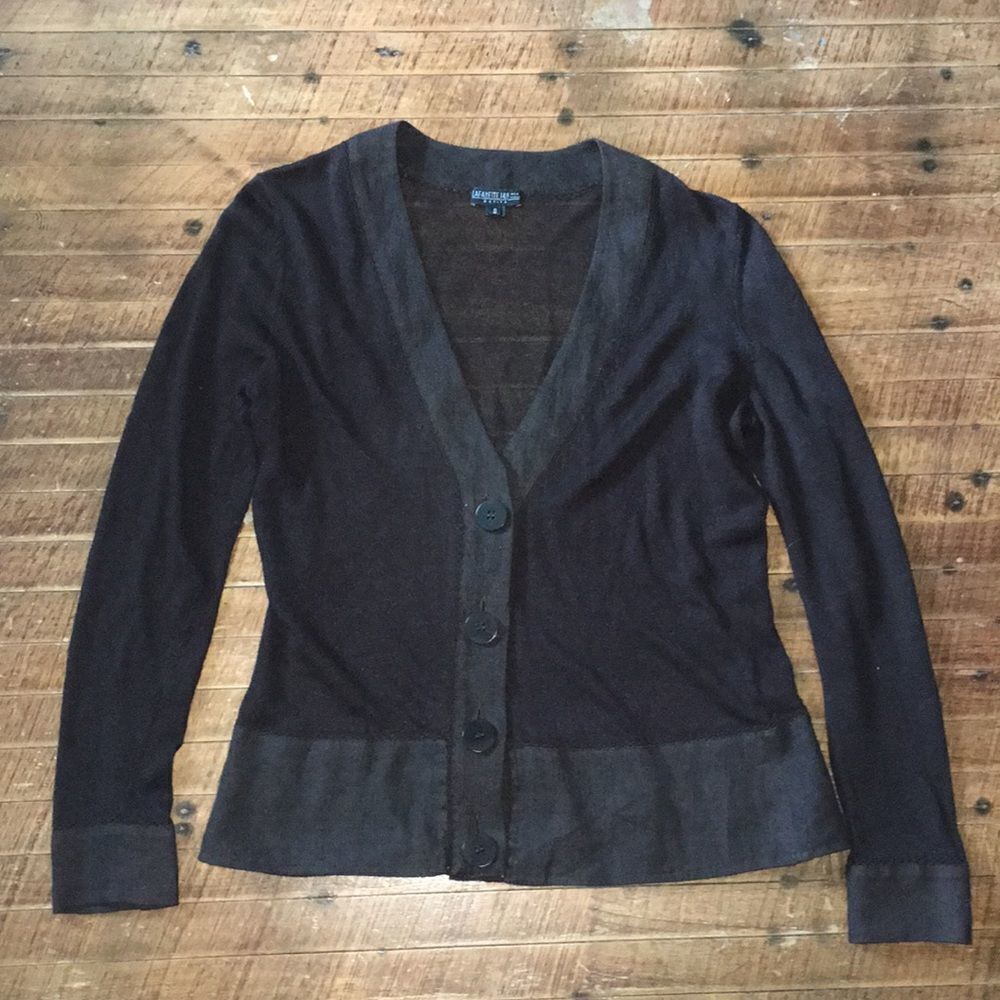 Lafayette148 linen elevated basics lightweight cardigan